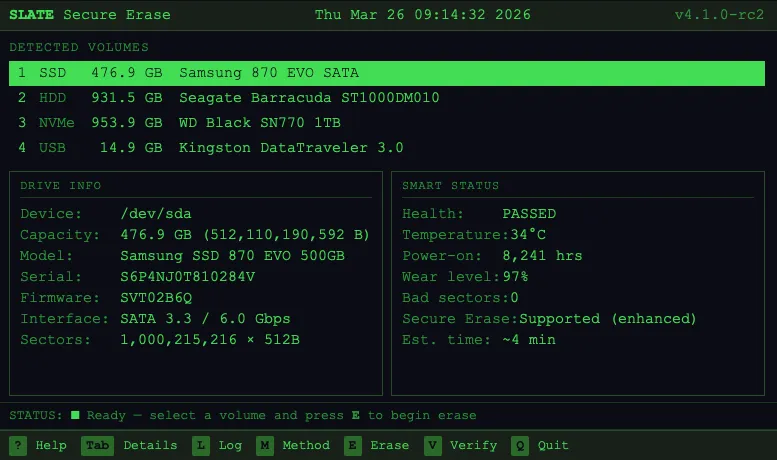 Slate Boot terminal interface