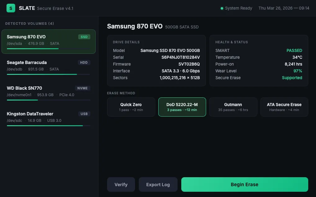 Slate Appliance touch interface